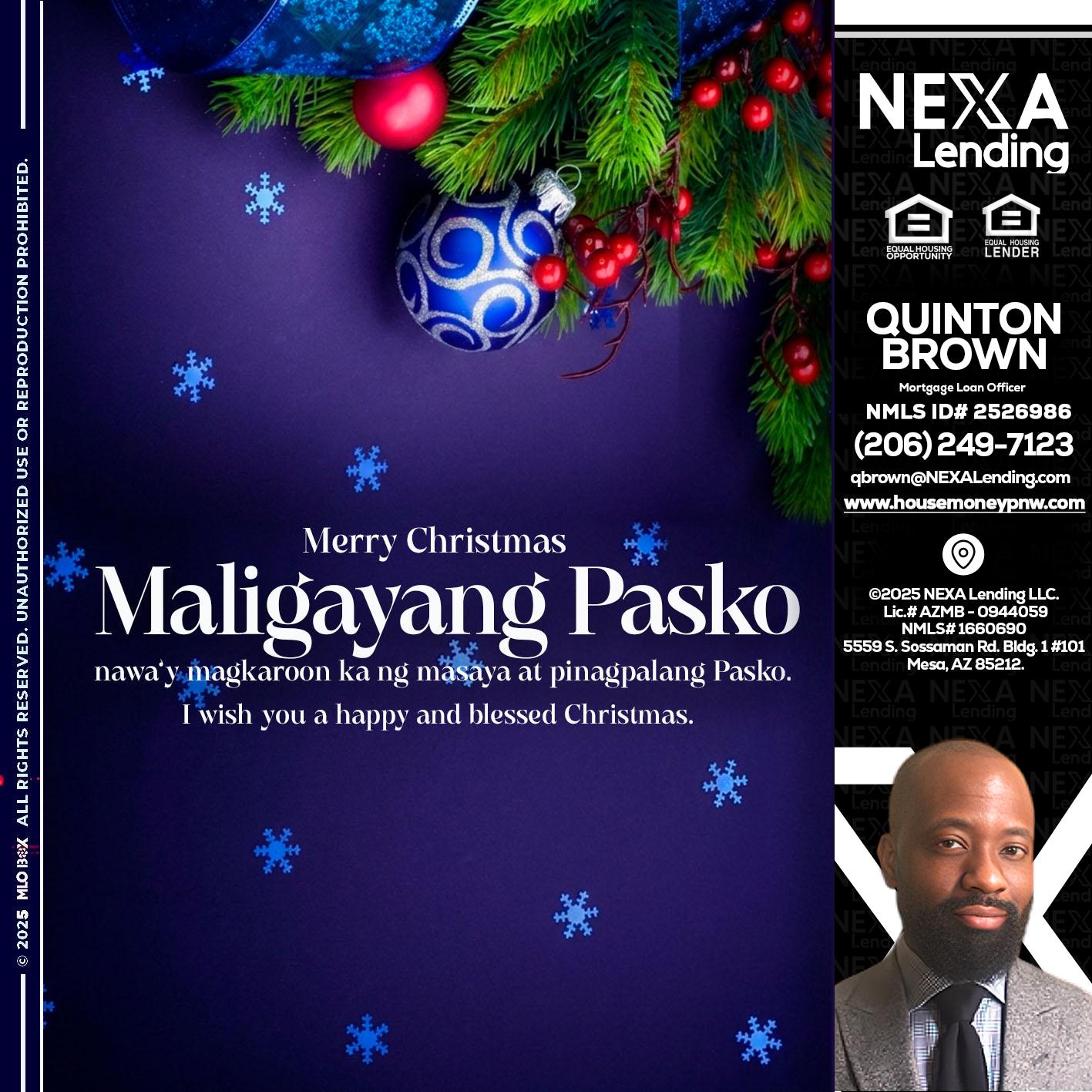 Maligayang Pasko - Quinton Brown -Mortgage Investment Consultant