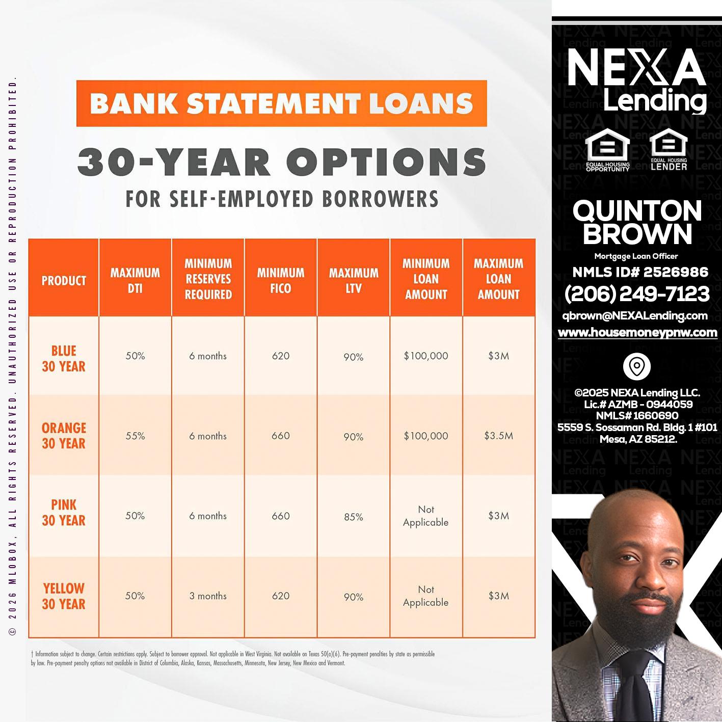 30 YEARS OPTIONS - Quinton Brown -Mortgage Investment Consultant