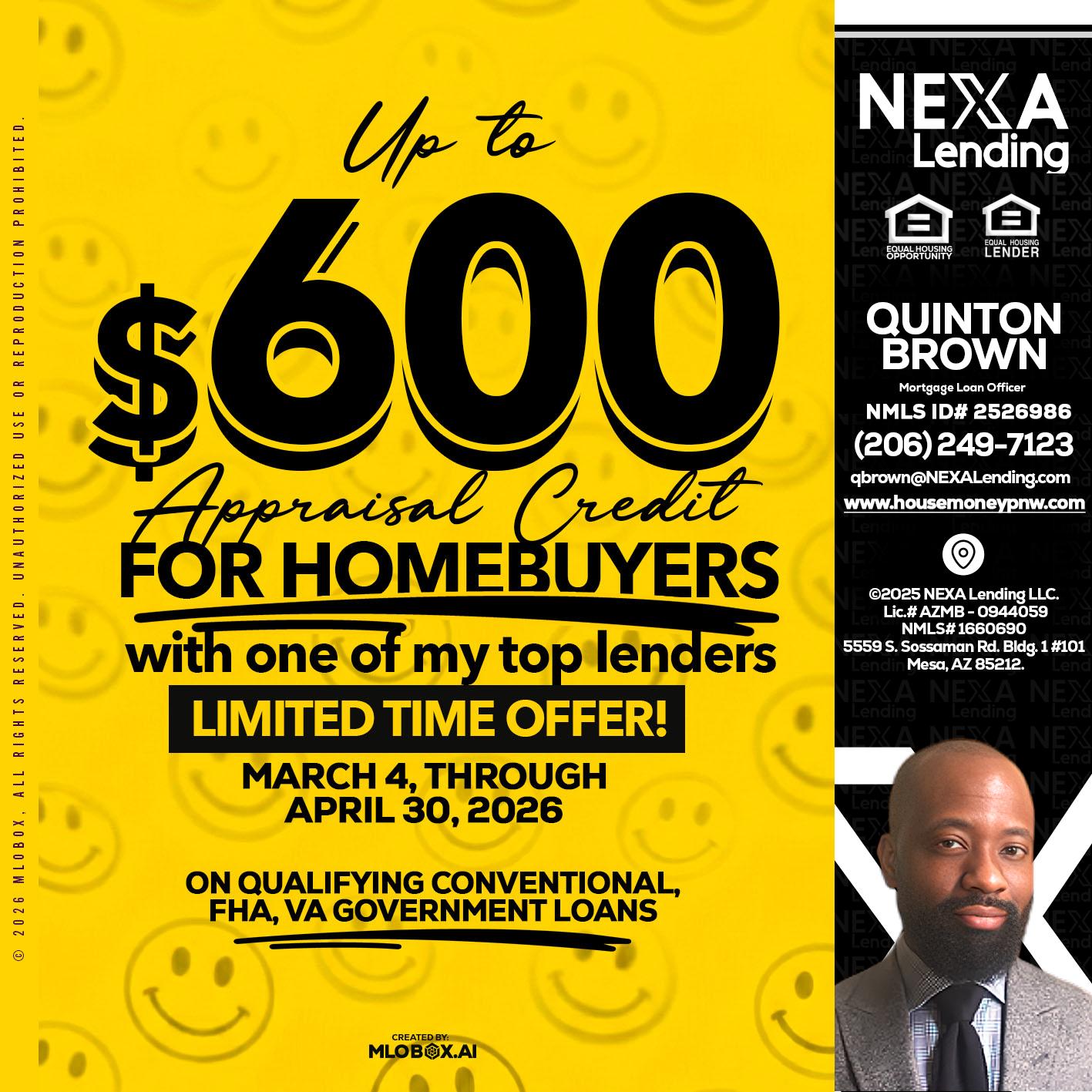 UP TO 600 - Quinton Brown -Mortgage Investment Consultant